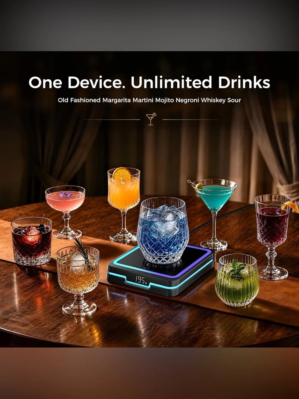 Smart Cocktail Coaster – App Guided Cocktail Maker with LED Pour Guidance